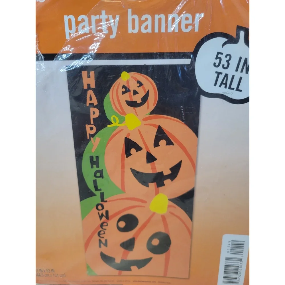 Hallmark Party Express Halloween Banner 53 Inch Jack-O-Lantern Pumpkin Decor